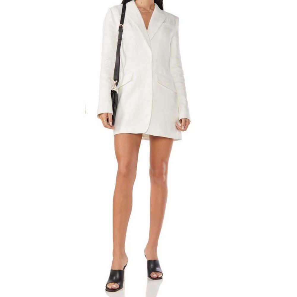ALEXIS Pamelia White Linen Blazer Mini Dress - Picture 1 of 13